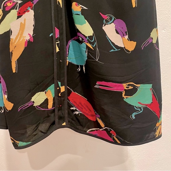 MARC JACOBS Gossip Girl Colorful Bird Print Silk Wrap V Neck Ruched Dress Sz 0 - Picture 14 of 15